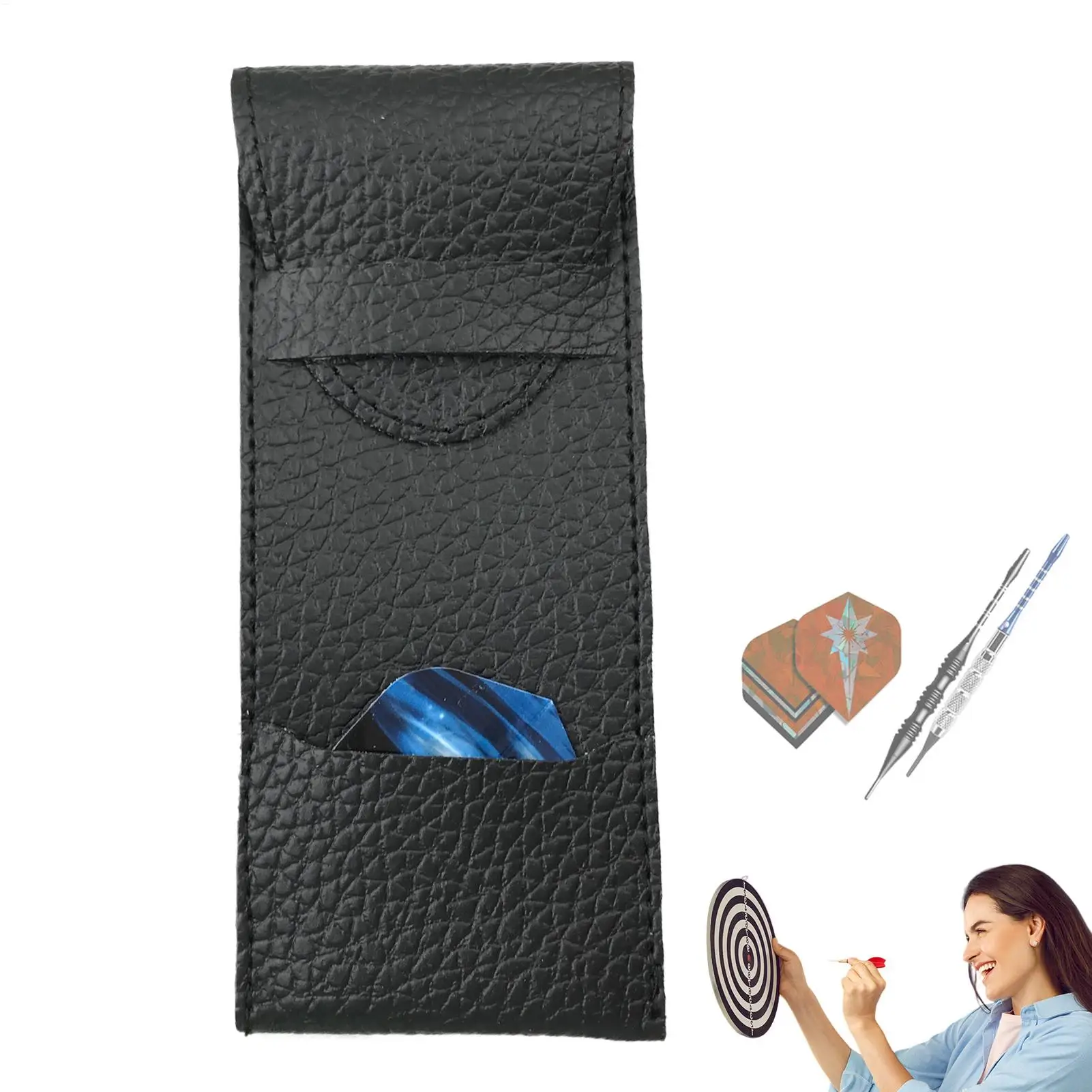 

Кожаная сумка для дротиков с креплением, портативный чехол для хранения, органайзер для дротиков для дома, школы, путешествий и использования в помещении