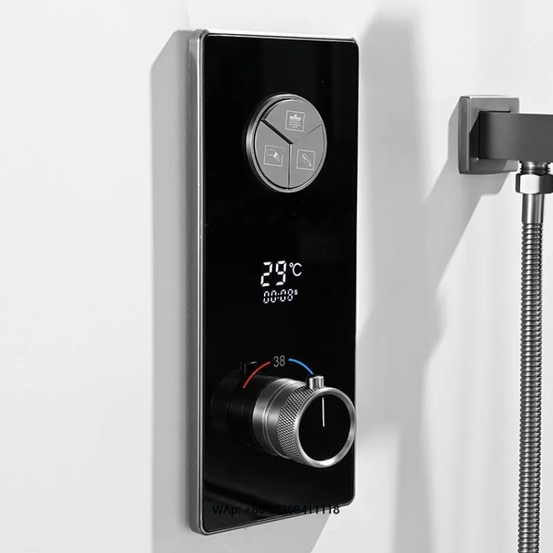 Thermostatic Shower Mixer Set Bathroom Wall Mount Built-in 2-way Function Brass White, Black or Silver