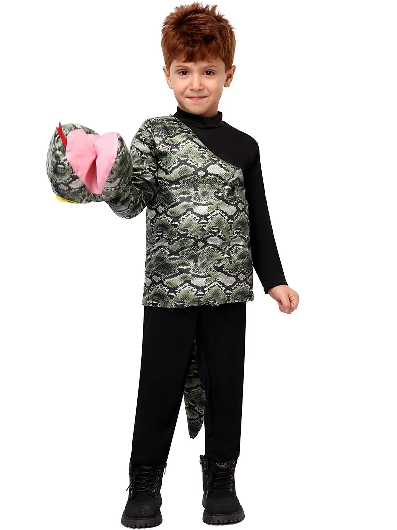 Bambini performance Animal Role Play Python Cosplay grey top Costume Outfit per kid Halloween zoo