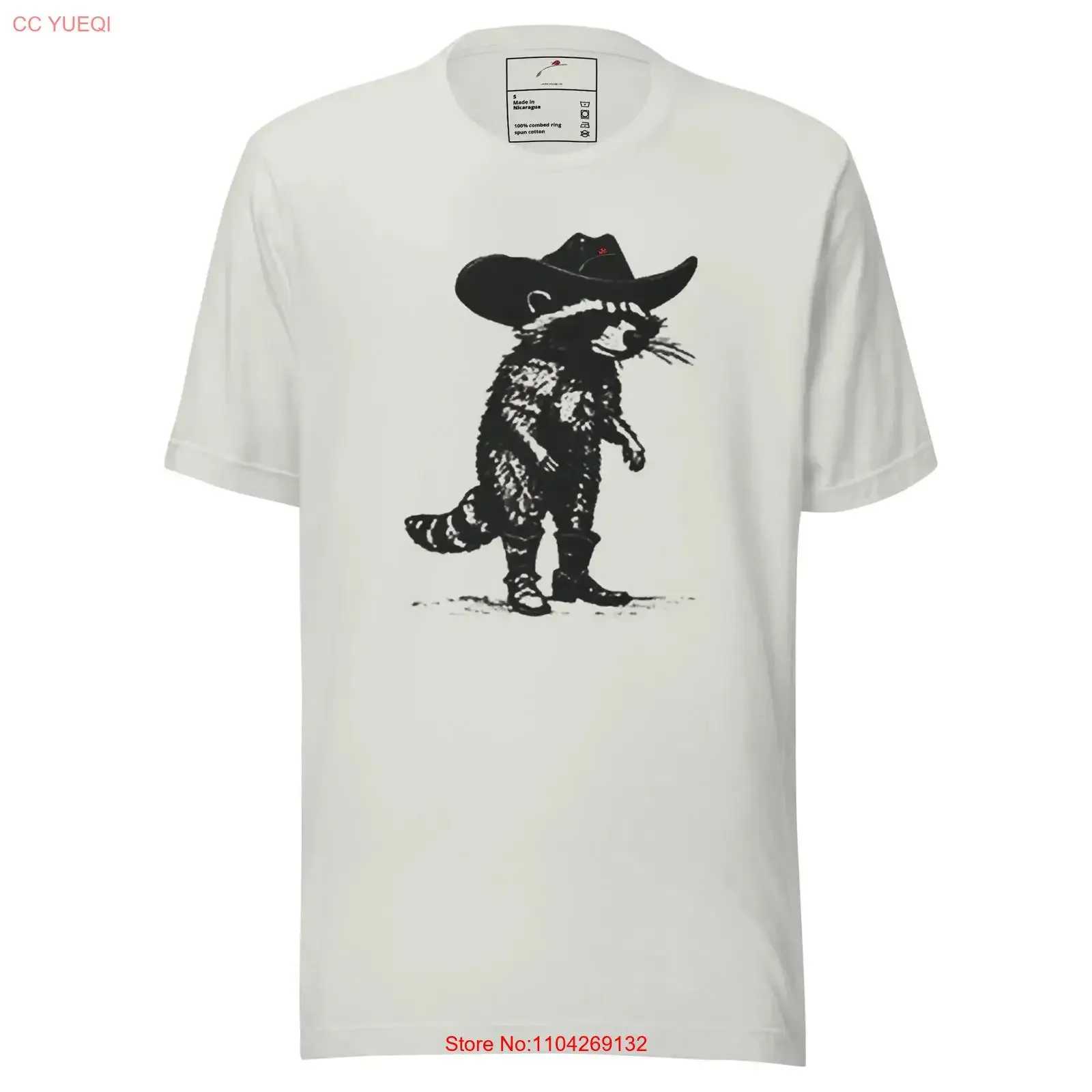 Racoon Cowboy T Shirt vintage Washed Stylish designer clothes Stretched graphic Slightly Casual Top For Everyday Wear