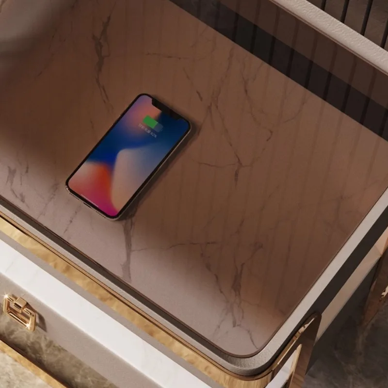 منضدة جمالية بسيطة حديثة بجانب السرير منضدة تخزين إسكندنافية أرضية فاخرة من Mesita De Noche Dormitorio أثاث منزلي #3