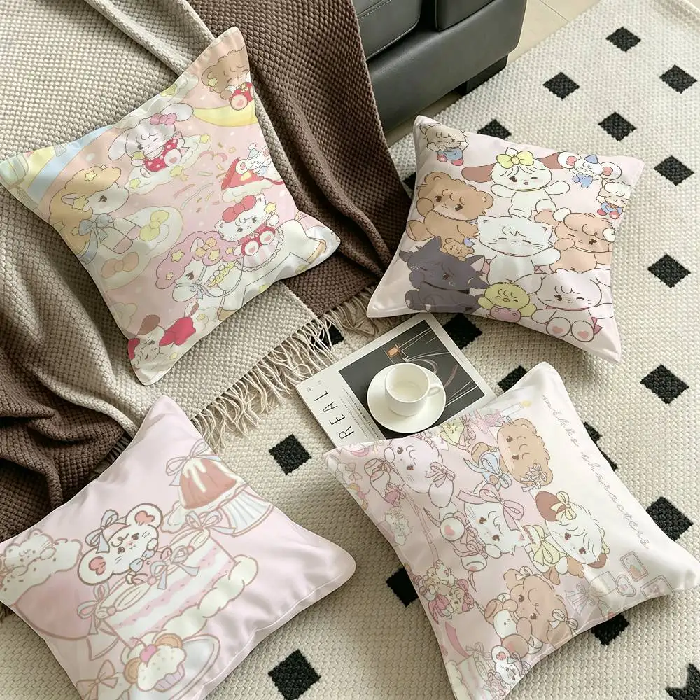 Cute M-Mikko I-Illustrations Pillow Anime Pillow Sofa Bed Head Pillow Cover Cushion Cover 45x45 Cm Fashion