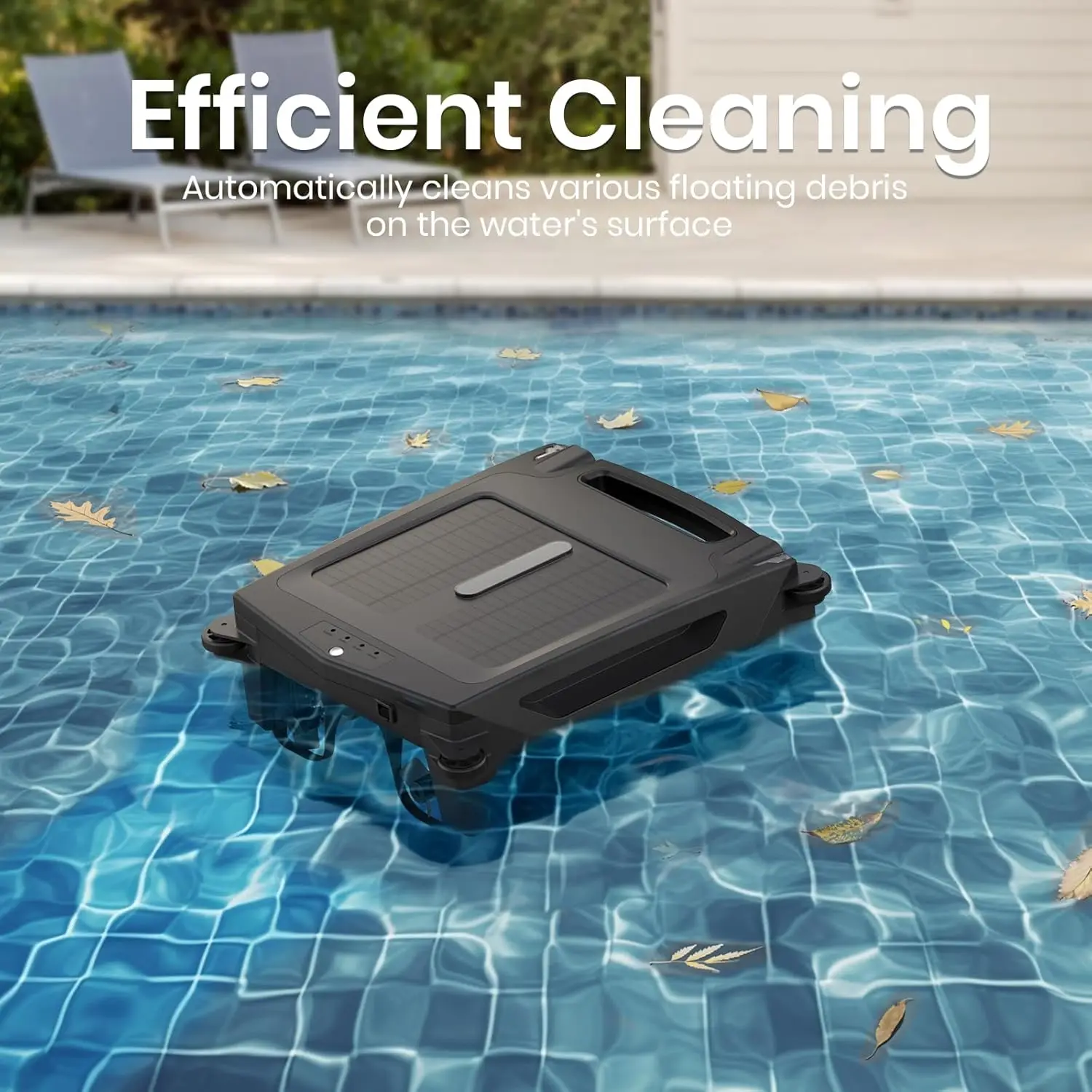 Powered Automatic Robotic Pool Skimmer Cleaner with APP Support, Cordless Pool Surface Cleaner Robot with Dual Charging Options,