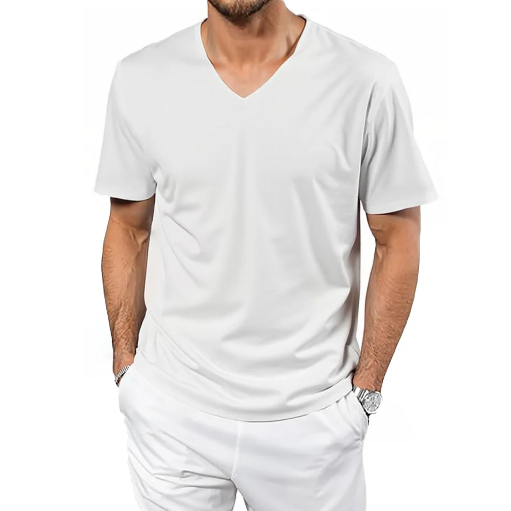 Sommer Neue T-shirt für Männer Eis Seide Kühles Gefühl V-ausschnitt T-shirt Schnell Trocknend Leichte V-ausschnitt Atmungsaktive Casual Tops