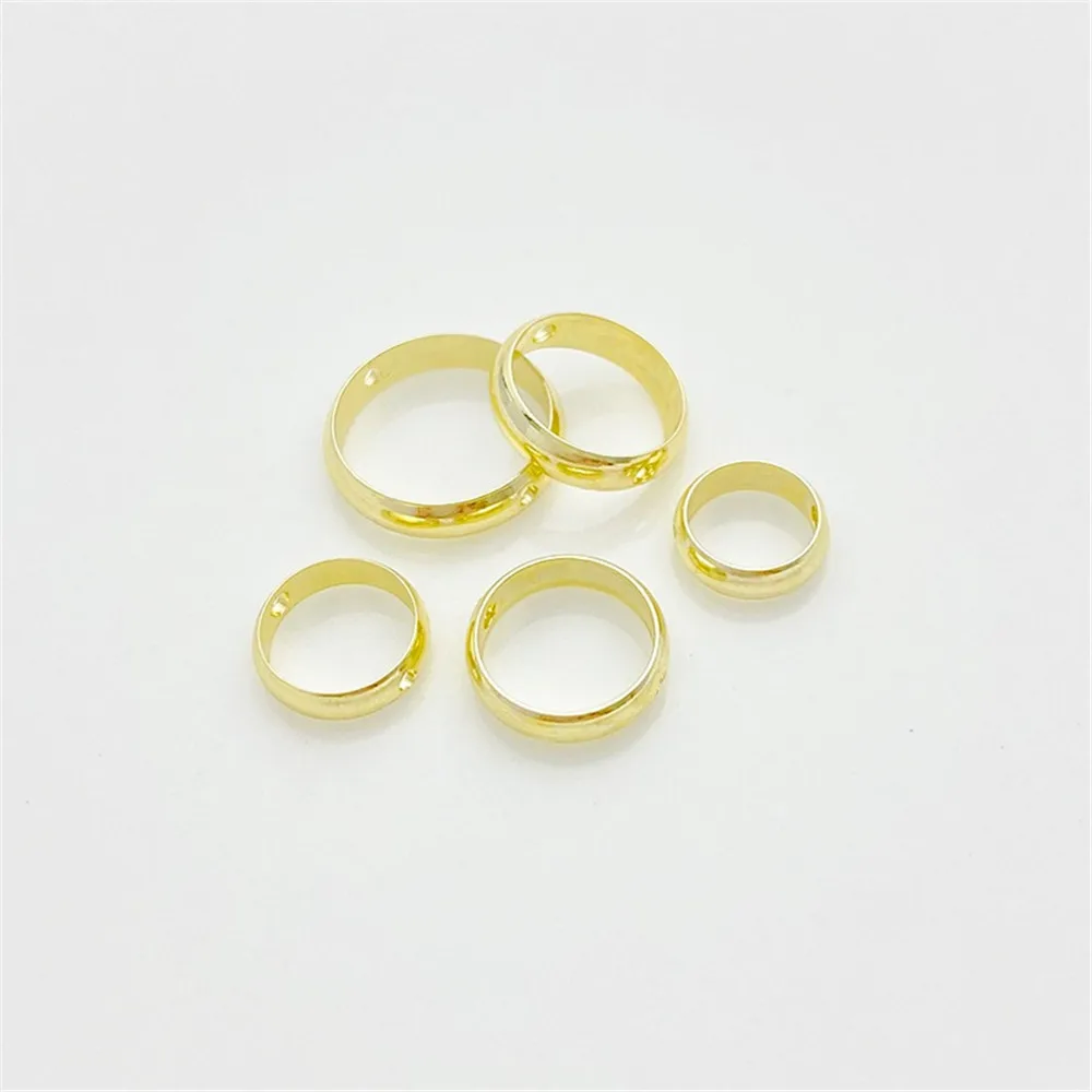 14K позолоченные круглые бусины с двойным отверстием из бисера Diy браслет ожерелье из бисера первый ювелирный материал L337