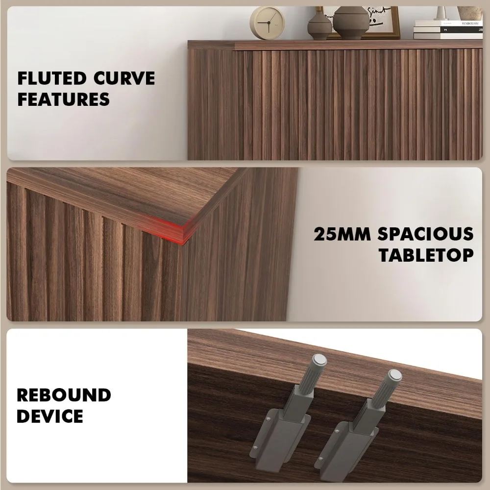 خزانة جانبية مع 4 أبواب وأرفف قابلة للتعديل، خزانة بوفيه كبيرة جدًا، خزائن وحدة تحكم حديثة من Credenza Accent #4