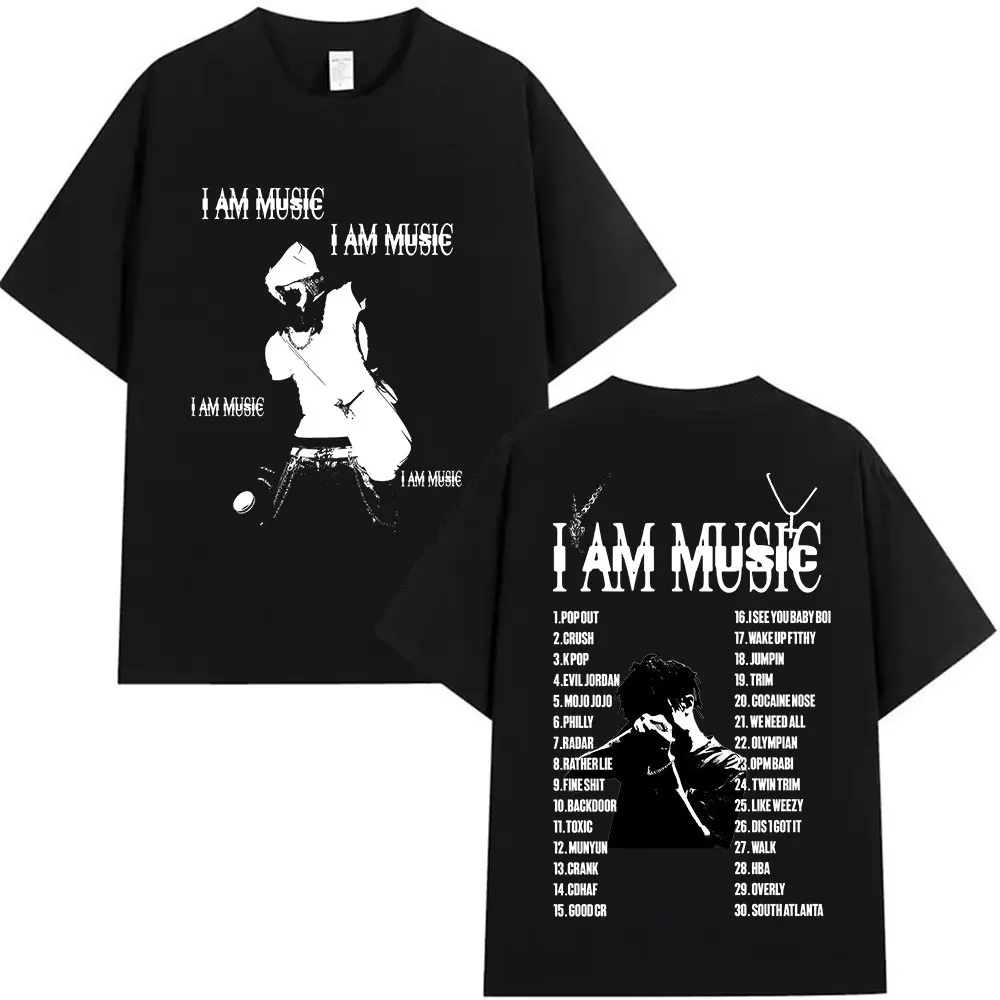 Rapper Playboi Carti I AM MUSIC Tour 2025 Merch T Shirt Men's Gothic Hip Hop Clothing T-shirts Punk Short Sleeve Cotton T-shirt