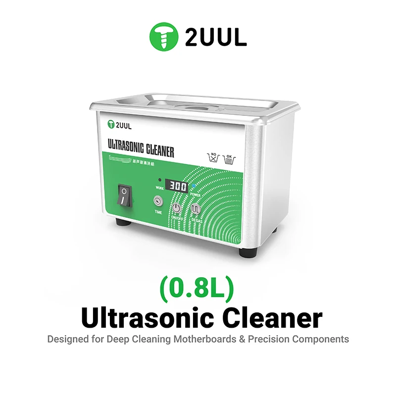 2UUL SS01 Ultrasonic Cleaner 0.8L For Components Deep Cleaning Designed for Deep Cleaning Motherboards & Precision Components