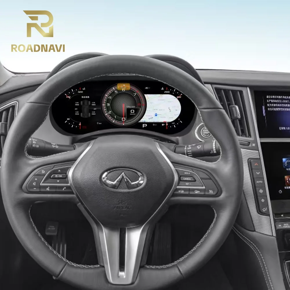 RoadNavi OEM Linux Car Digital Cluster for Infiniti Q50 Q50L Q60 2014-2024 Speedometer Dashboard InstrumentAR