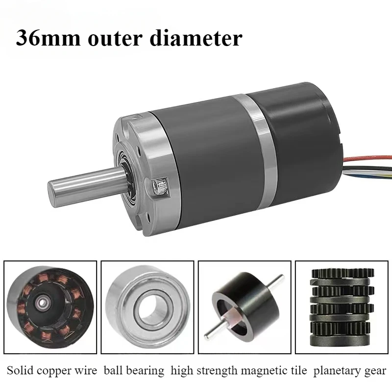 36mm 3625 60KG DC brushless planetary reducer motor speed regulation, forward and reverse 12V24V 11-2162rpm small motor