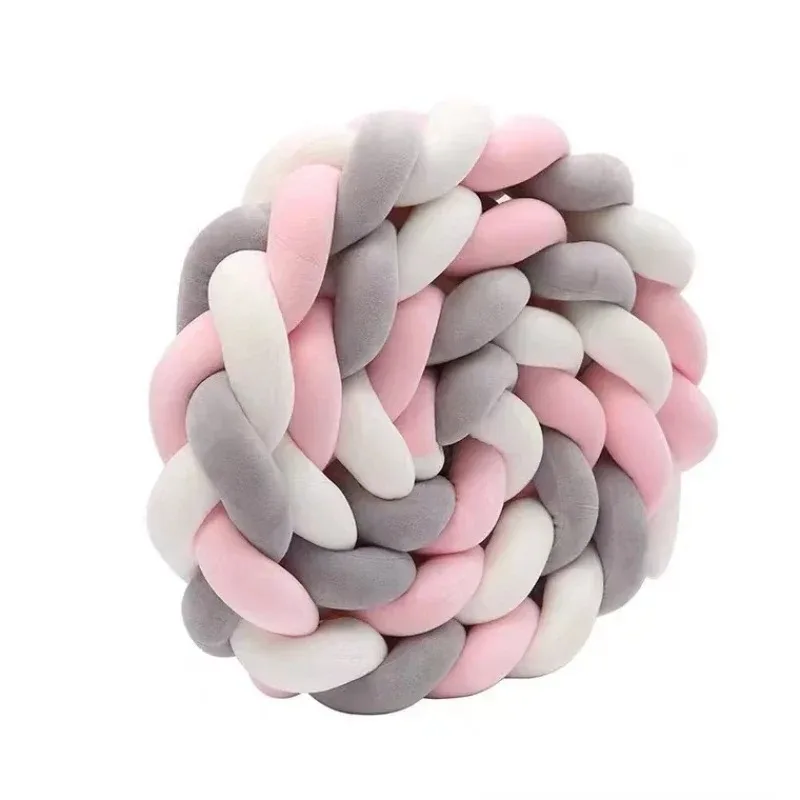 1m/2m/3m/4m nó trança pára-choques infantil berço protetor de almofada de pelúcia berço anti-colisão