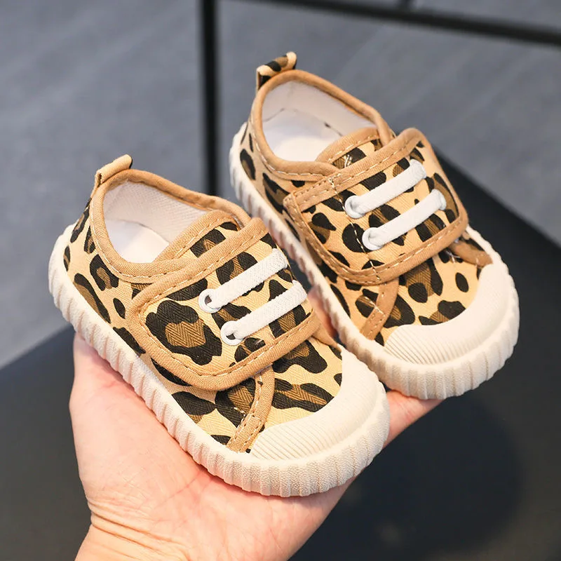 Children Canvas Shoes New Fashion Classic Soft Comfortable Boys Sneakers Girls Casual Shoes Children Skate Shoes Leopard Pattern