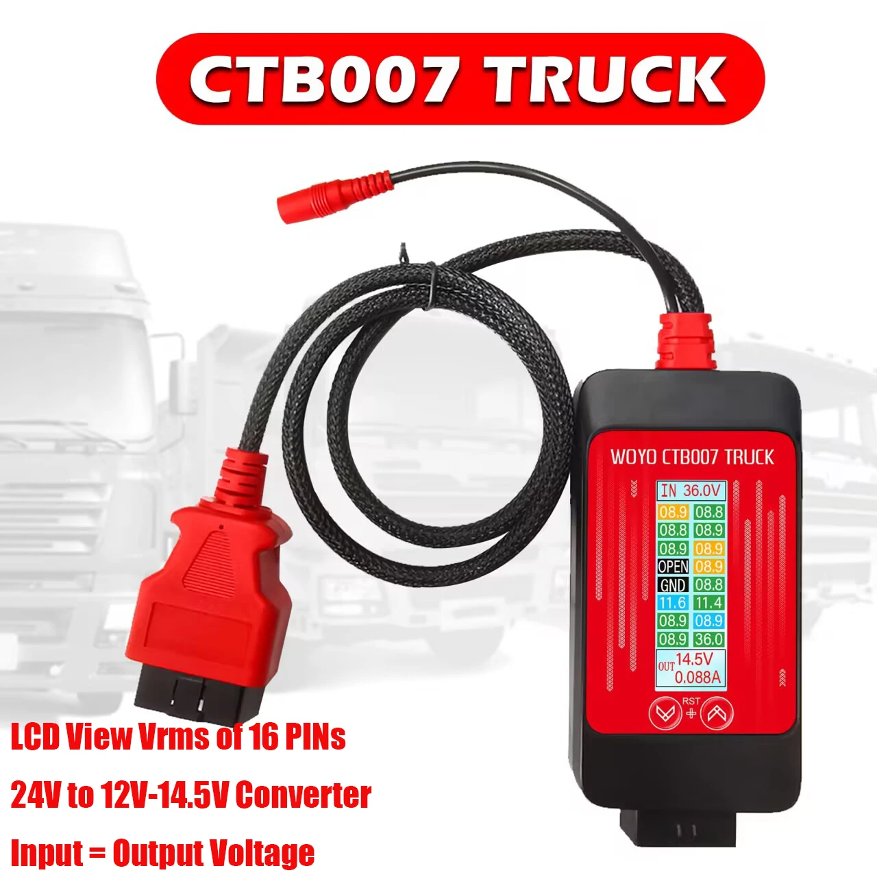 WOYO CTB007 TRUCK Regulated Output Voltage Converter 24V to 24V/12V-14.5V LCD Displays Vrms  Load-Side Current