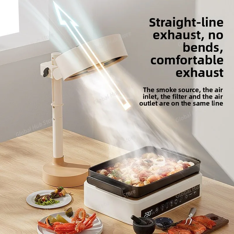 Desktop Range Hood Extractor Exhaust Adjustable Angle USB Charging Small Cooker Hood for Indoor BBQ Hot Pot