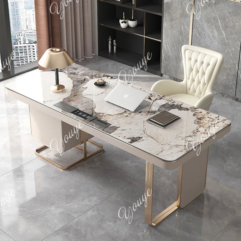 

Комбинированный стол и стул из каменной плиты, компьютерный стол для учебы, светильник, роскошный минималистичный современный письменный стол