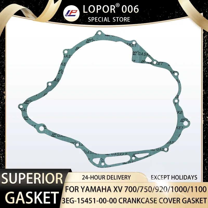 LOPOR Motor Engine Crankcase Cover Gasket For YAMAHA XV1000 84-88 XV700 84-87 XV750 81-97 XV920 81-83 XV1100 86-99 3EG-15451