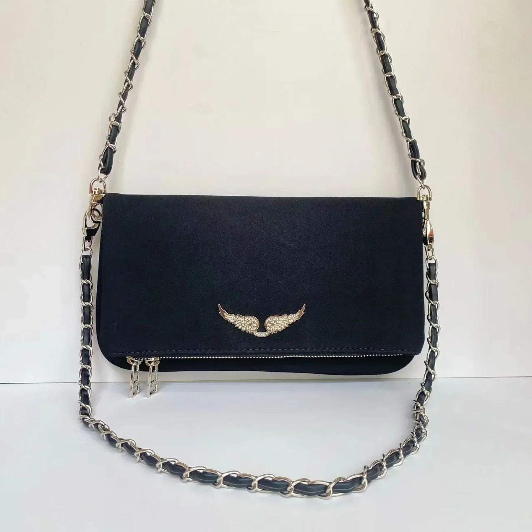 ZADIG & VOLTAIRE bag Luxury Designer Brand Women Wings Classic Bags Vintage Black Rocky Studded Shoulder Crossbody Party Sachet