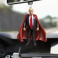 1Pcs Trump Creative New Funny Cartoon Pendant Acrylic Flat Car Inner Pendant Keychain Pendant  Christmas Ornaments