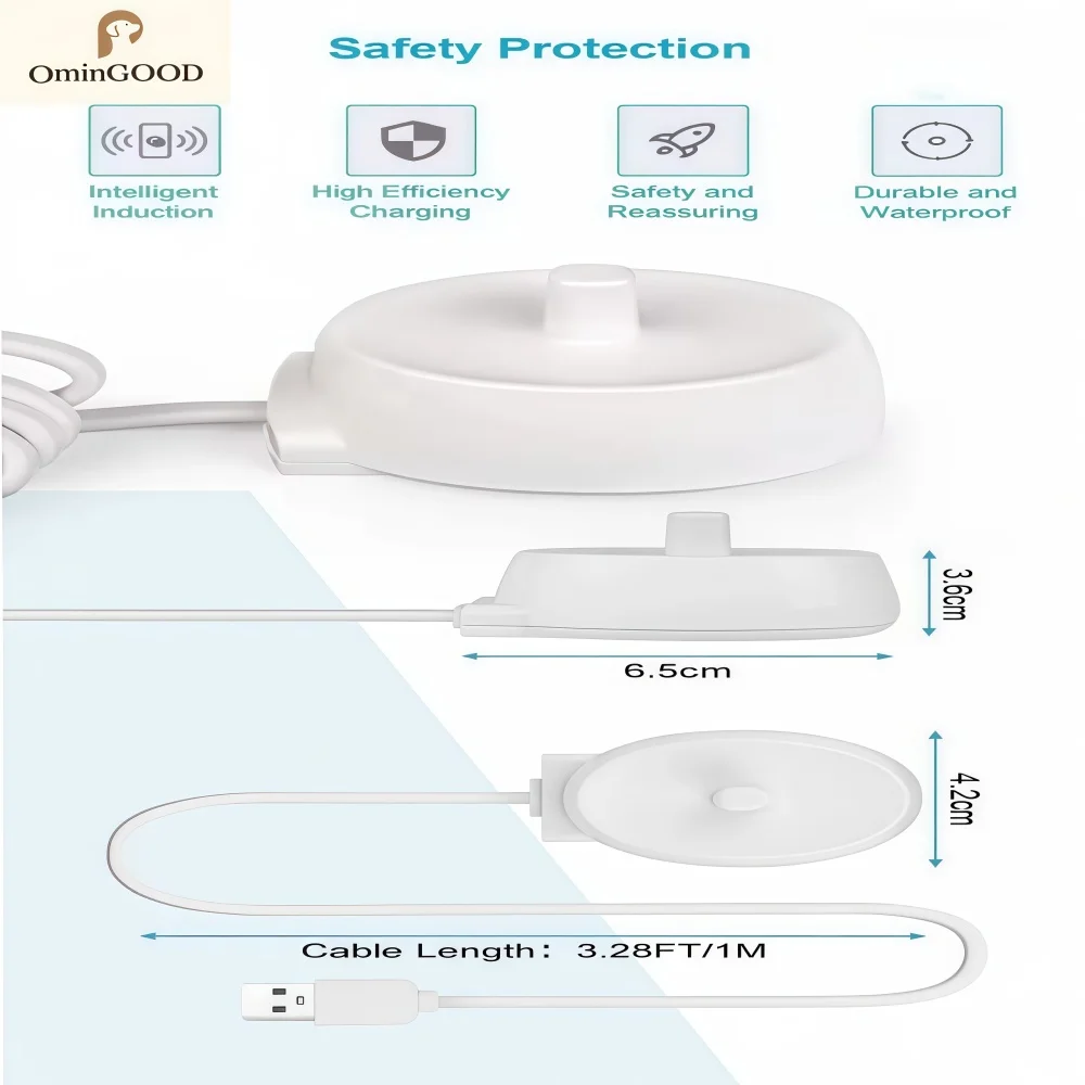 Portable Replacement Charging Base Travel Charger Dock Compatible with Braun Oral-B D12 Pro IO Series Electric Toothbrush