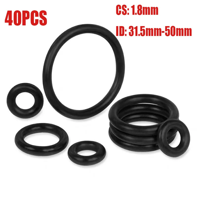 

NBR O Ring CS 1.8mm ID 31.5mm-50mm Rubber Oring Sealing Washer NBR O-ring Plumbing Gasket Oil Resistant High Temperature Ring