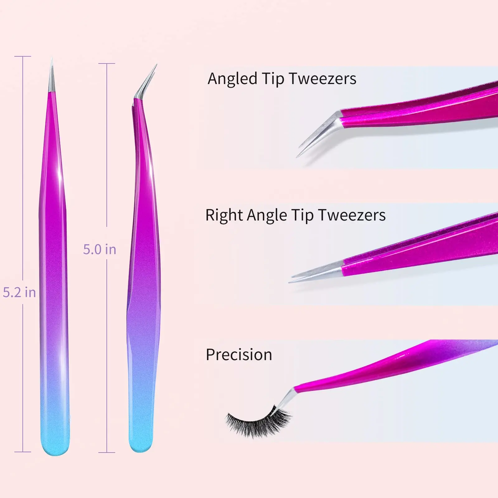 Tweezers for Women and Men Lash Tweezers Set Precision Tweezers for Removing Eyebrows Facial Hair Beards Ingrown Hair Removal