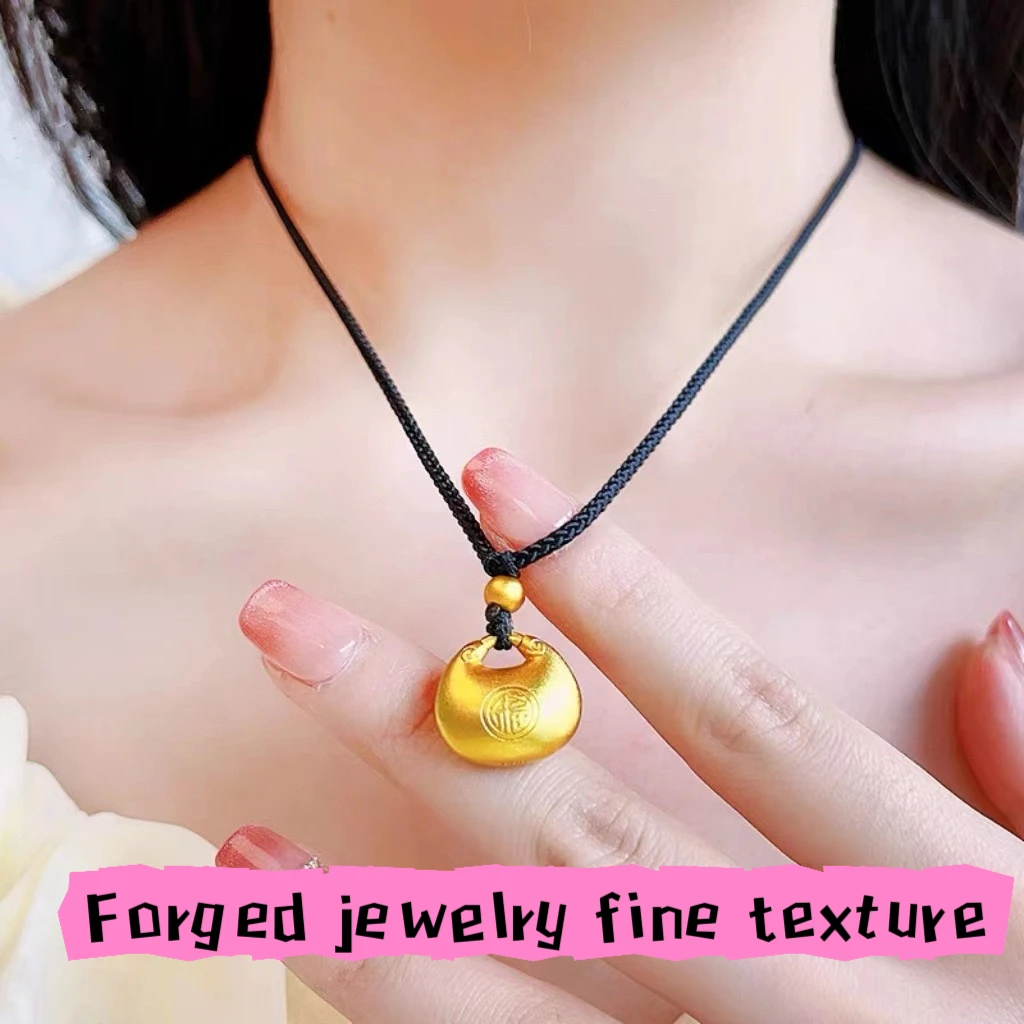 

Shajin Fu word small money bag necklace small fat Fu Jin Tuo light luxury locket lock necklace to send his girlfriend