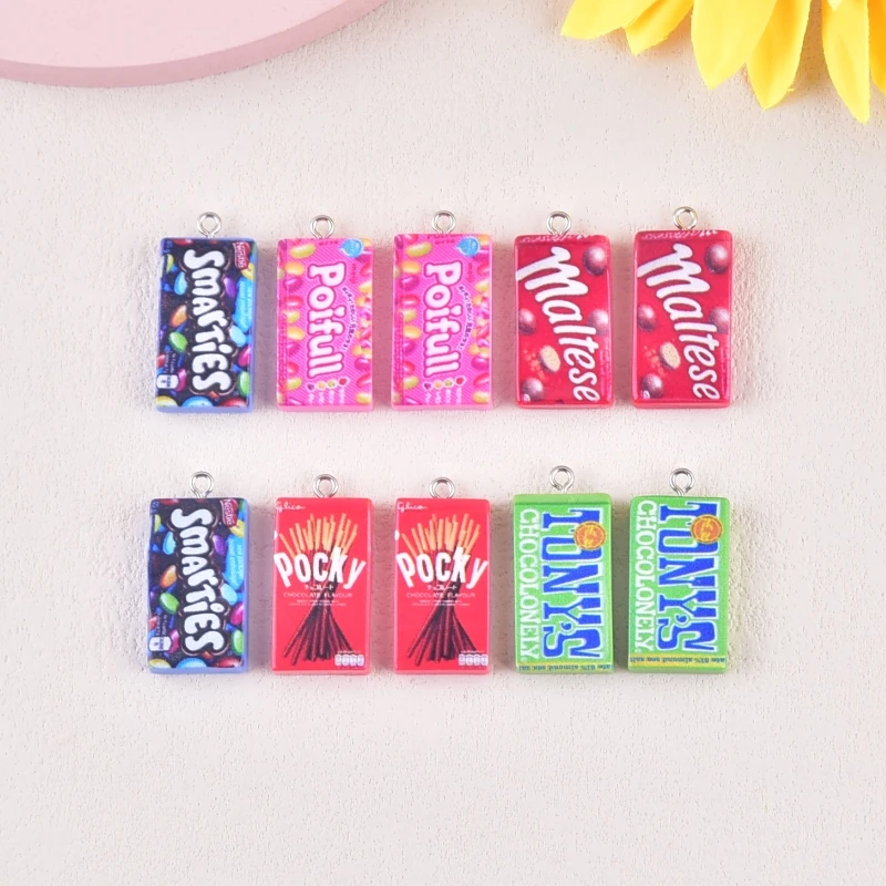 10pcs Fashion  Snack Bag Candy Resin Charms for Earring Keychain DIY Decoration Fashion Jewelry Accessories