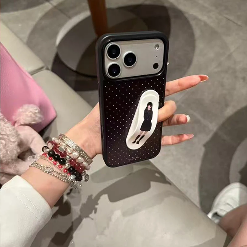 الكورية INS العصرية الراقية البولكا نقطة فتاة الفرقة المعونة جراب هاتف آيفون 17 برو ماكس الهواء 16 15 14 13 12 11 برو ماكس زائد Y2K غطاء #3