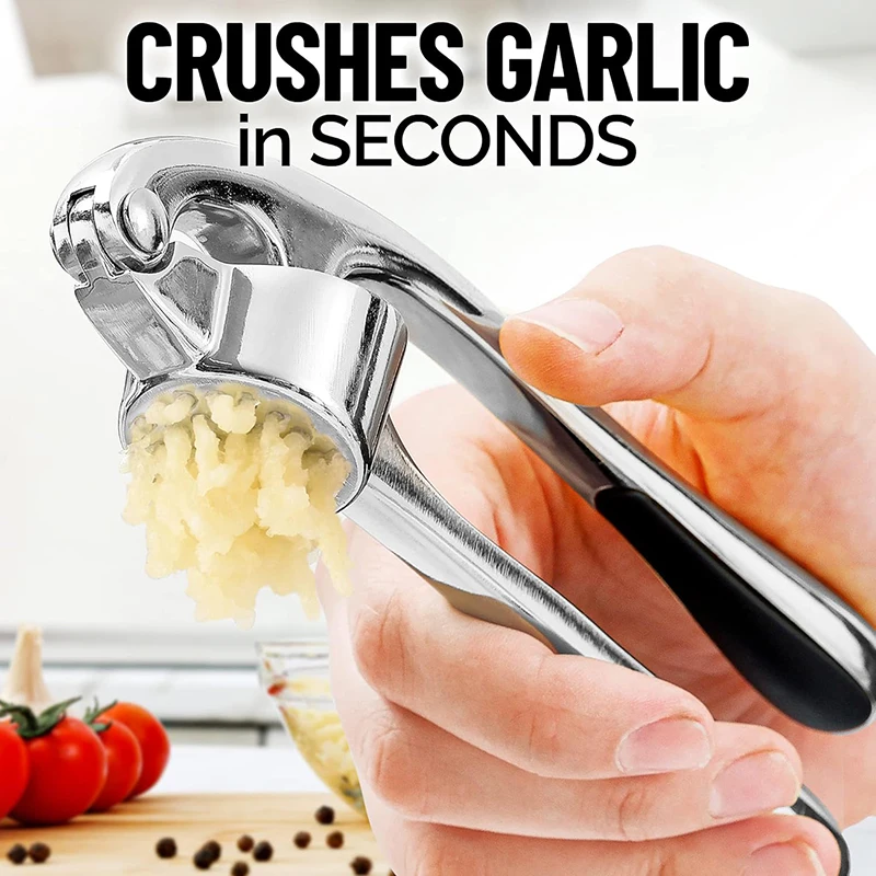 Garlic Press Rust Proof & Dishwasher Safe Professional Garlic Mincer Tool Easy-Squeeze Easy-Clean with Soft Ergonomic Handle