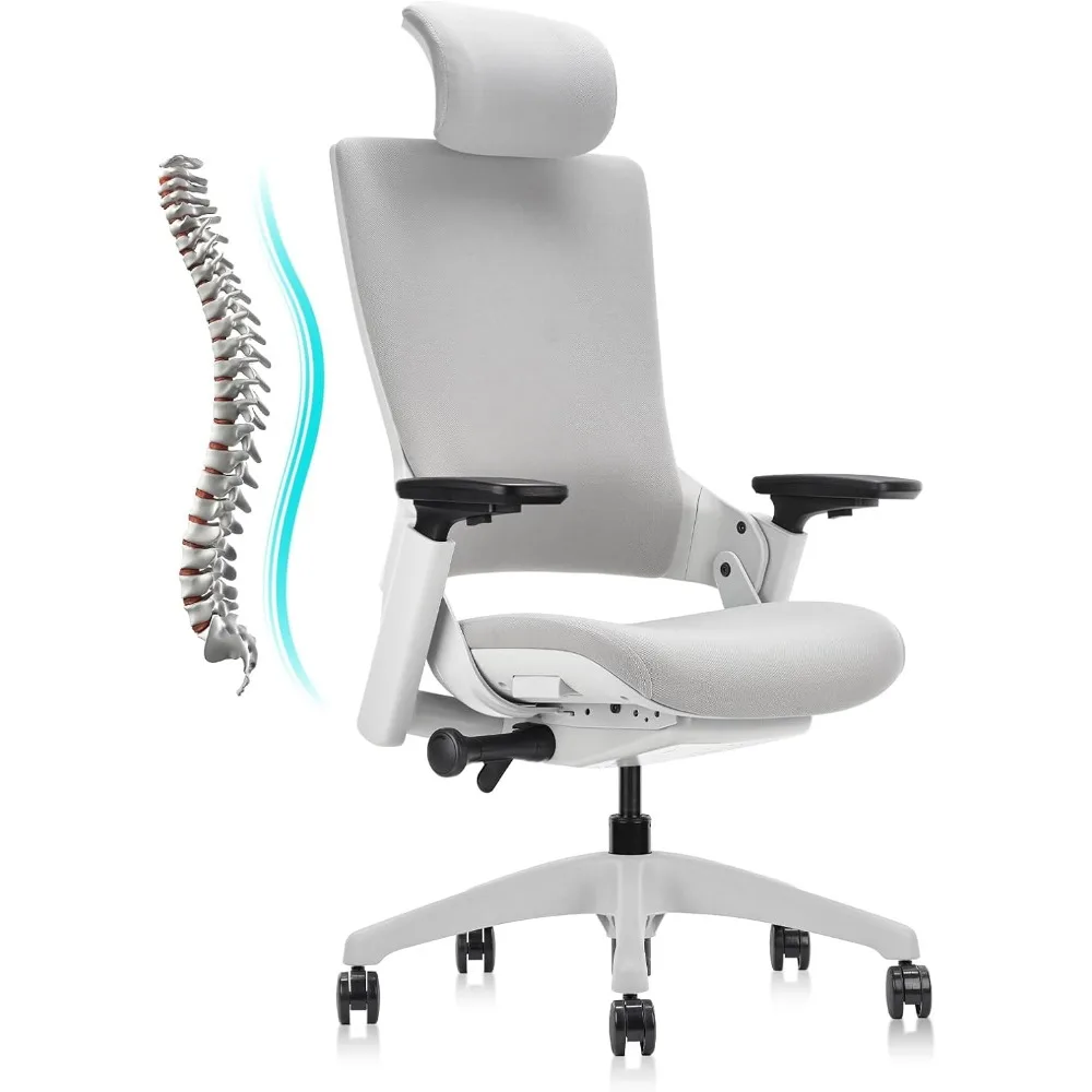 

Ergonomic High Swivel Executive Chair with Adjustable Height Head 3D Arm Rest Lumbar Support and Upholstered Back for Ho