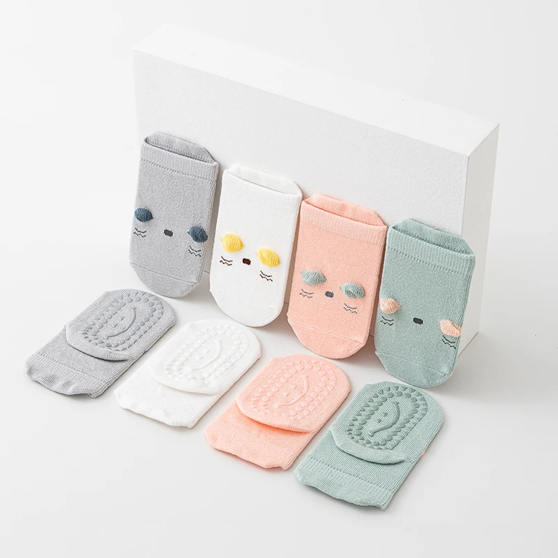 3 Pairs/lot 0-3Y Baby Socks Spring Autumn Pure Cotton Newborn Kids Socks Walking Non Slip Cartoon Low Tube Children's Socks