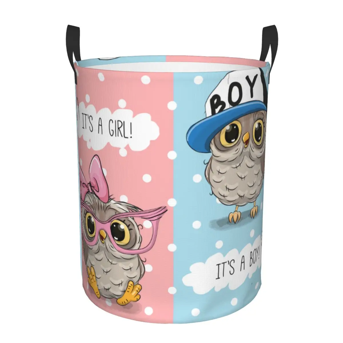 

Kawaii Cartoon Owls Boy And Girl Laundry Hamper Large Clothes Storage Basket Animal Toys Bin Organizer for Kids