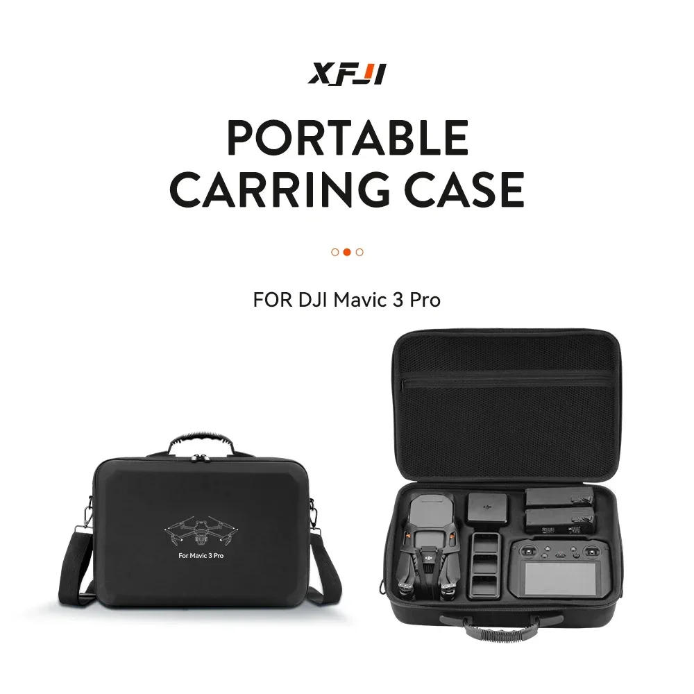 XFJI Portable Carrying Case for DJI Mavic 3 Pro Storage Box for DJI Mavic 3 Pro Drone Accessories PU Splash-proof Shoulder Bag