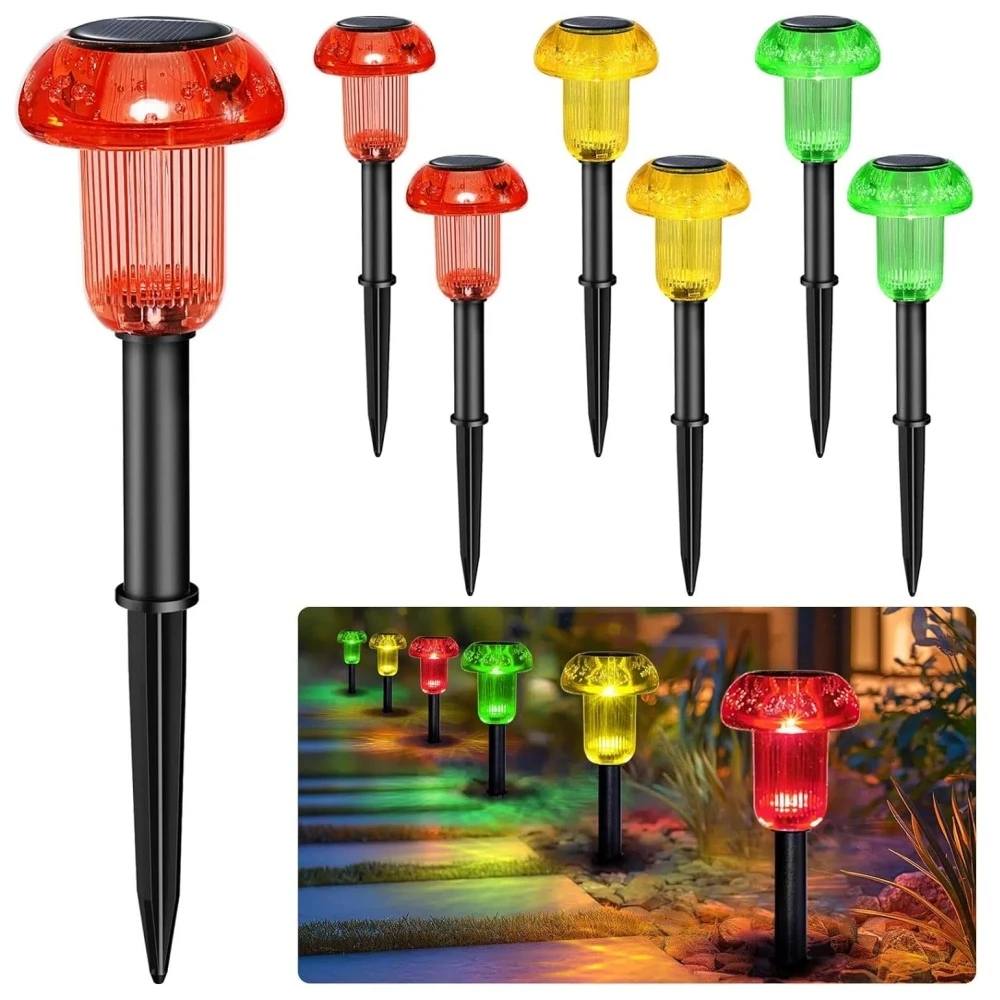 Imagem -04 - Mushroom Solar Lawn Luzes Decorativas Outdoor Solar Pathway Led Garden Stake para Quintal Exterior Passarela Calçada pc Pcs