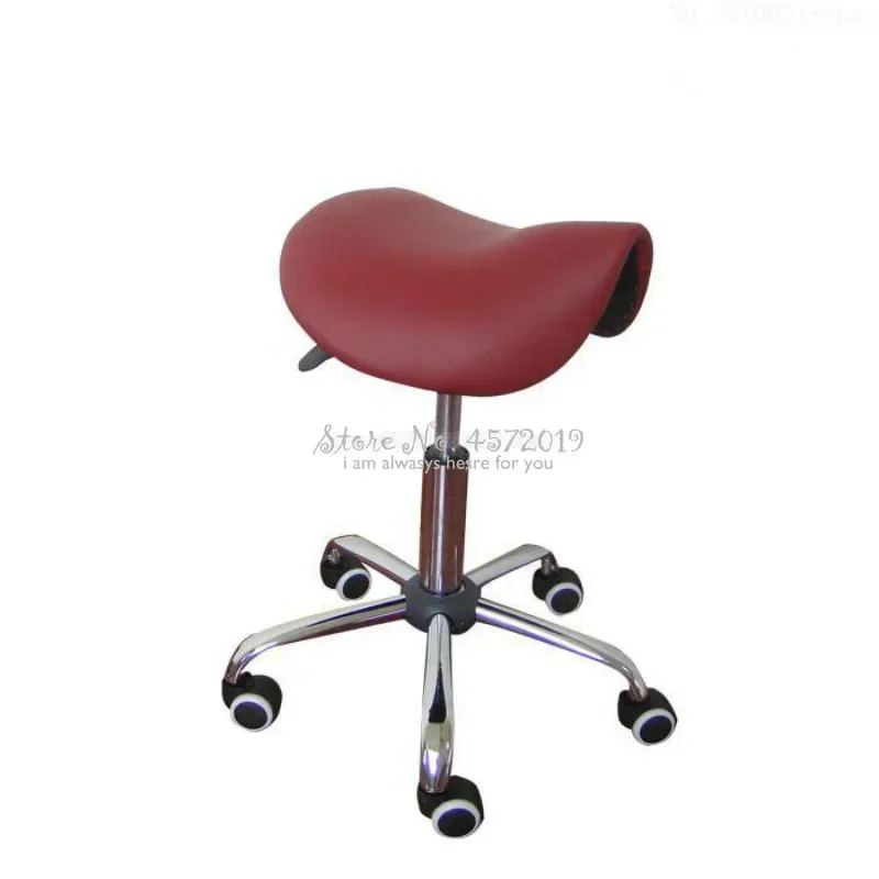 Adjustable Rolling Massage Chair Saddle Stool with Leather Upholstery Portable Pedicure Salon Spa Tattoo Beauty Swivel Chair