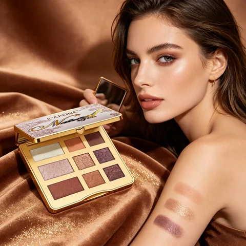 9 Colors Orange Brown Eyeshadow Palette, Matte & Shimmer Mixed Texture, Long Lasting Pigmented Eye Makeup, Suitable for All Skin Tones, One Palette for Daily Dating Party Looks, Perfect Holiday Gift for Women