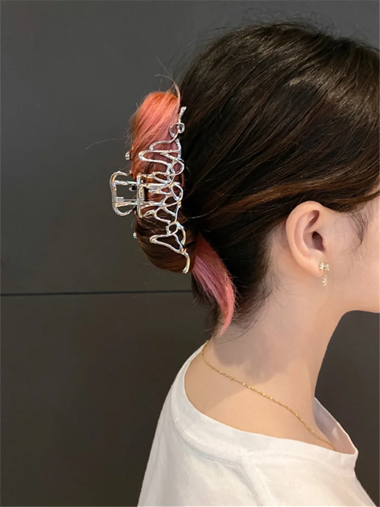 كشمير دبوس شعر معدني غير منتظم للنساء الجزء الخلفي من الرأس مع غطاء رأس بمشبك كبير للنساء هدية مجوهرات عصرية 2023