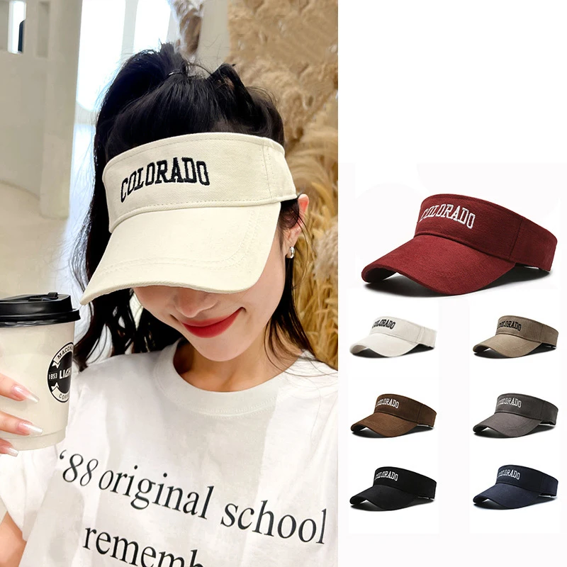 Alabaster Colo Sunscreen Empty Hat For Women Couple Embroidered English Letter Sports Sweat-Absorbing Sun Hat For Men Sunshade