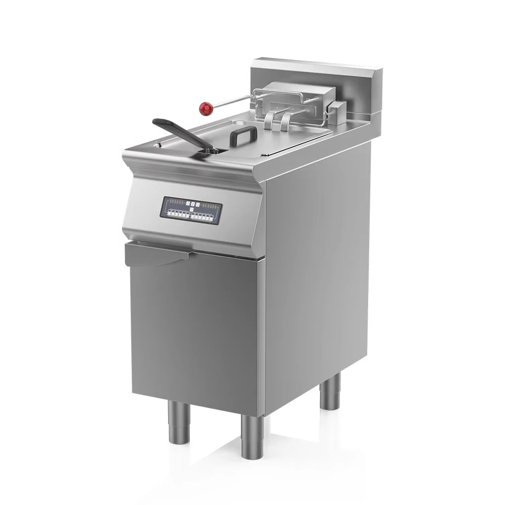 Single tank fryer with cabinet, commercial SUS304 stainless steel timing control fryer