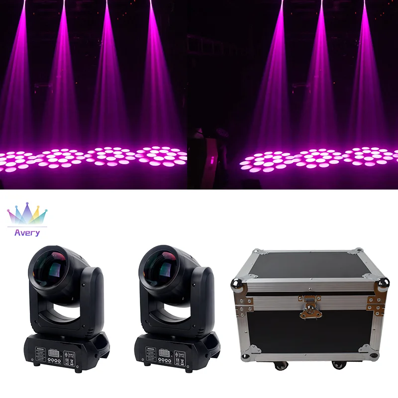 2Pcs 150W Spot Beam Moving Head Stage Light Dmx Effect Led Zoom for Dj Bar Party Wedding Disco with Flightcase