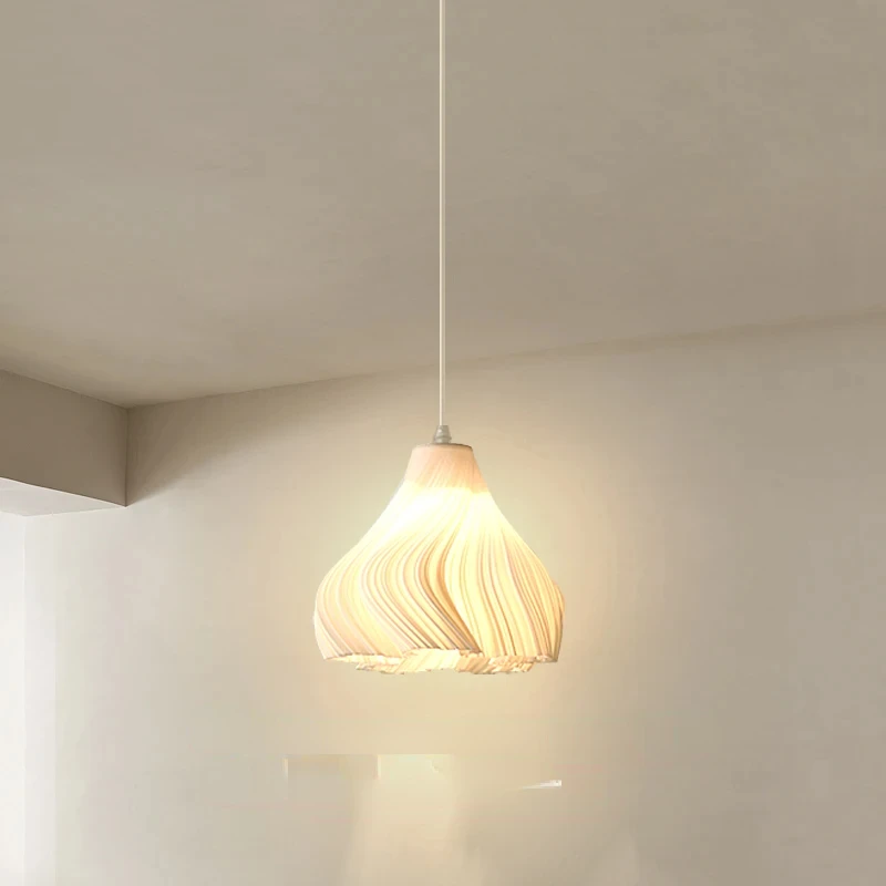 Bedroom bedside pendant lamp Nordic warm and creative cream style quiet wind lamp extremely simple modern homestay shop lamp