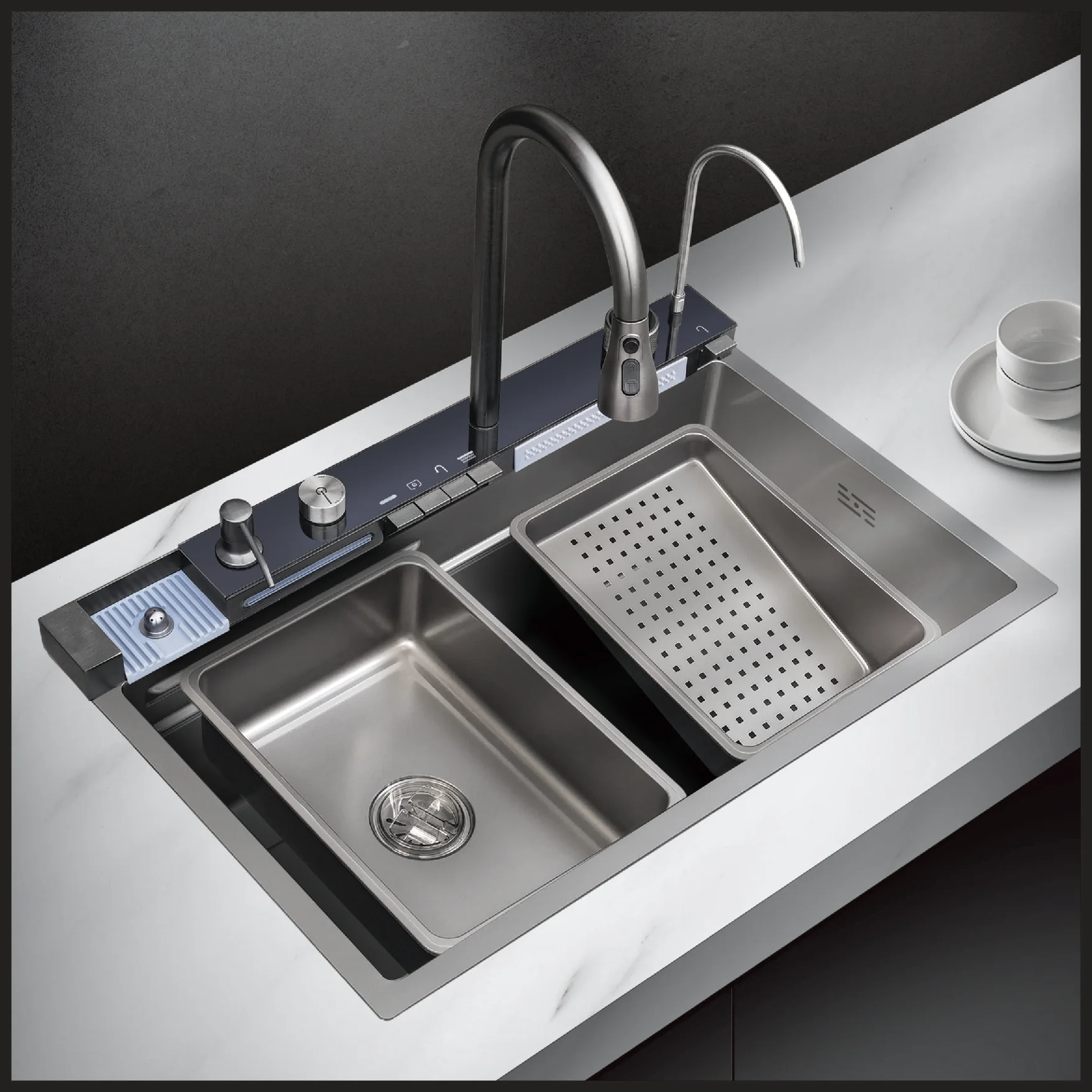 

Кухонная мойка с низким MOQ, высококачественная, цвета оружейной стали, нано-покрытие, ручной работы, с функцией водопада и эффектом дождя, оптом онлайн