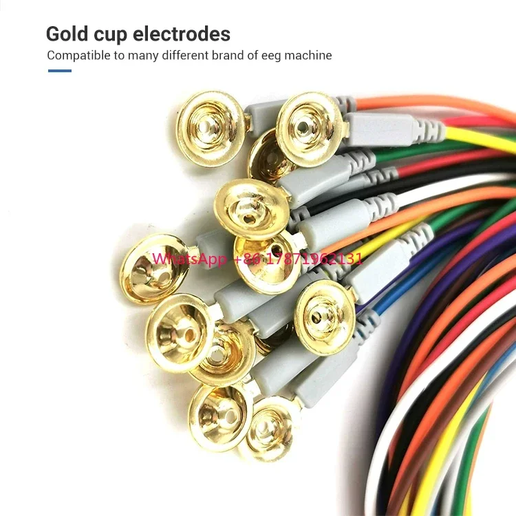 BESDATA Factory Price Reusable electrocap EEG electrode accessories Gold Cup 1.5 m TPU Cable with Tensile Wire