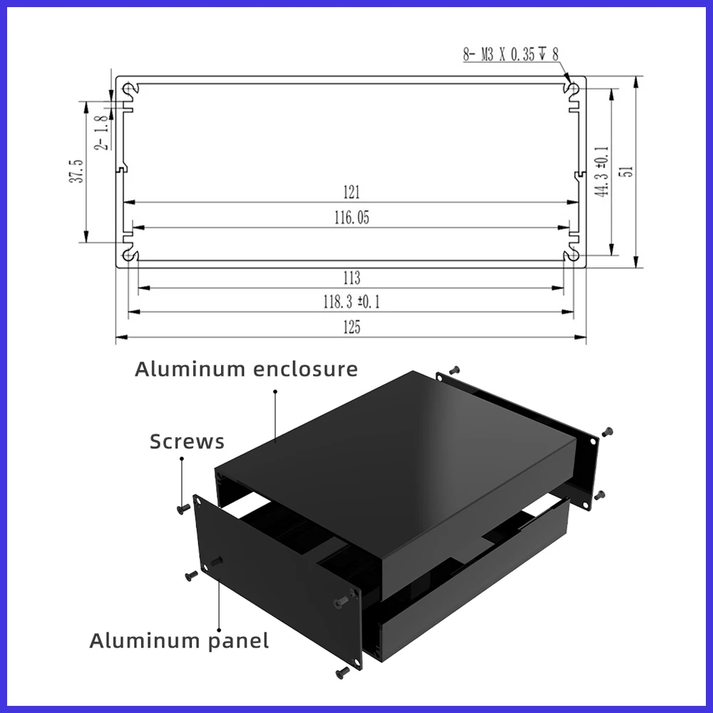 YONGU H23 PCB Aluminum Enclosure Electronic Enclosure Housing Project Battery Box