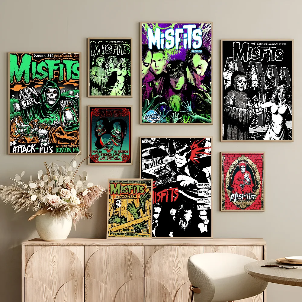 Misfits Hot Poster Horror Punk Rock Music Self-adhesive Art Poster Whitepaper Prints Posters Artwork Aesthetic Art Wall Painting