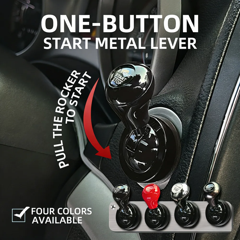 Multi-fit All Metal Car Push Start Button Cover Lever 4 Colors  95% Car Models -Universal Interior Upgrade Accessory