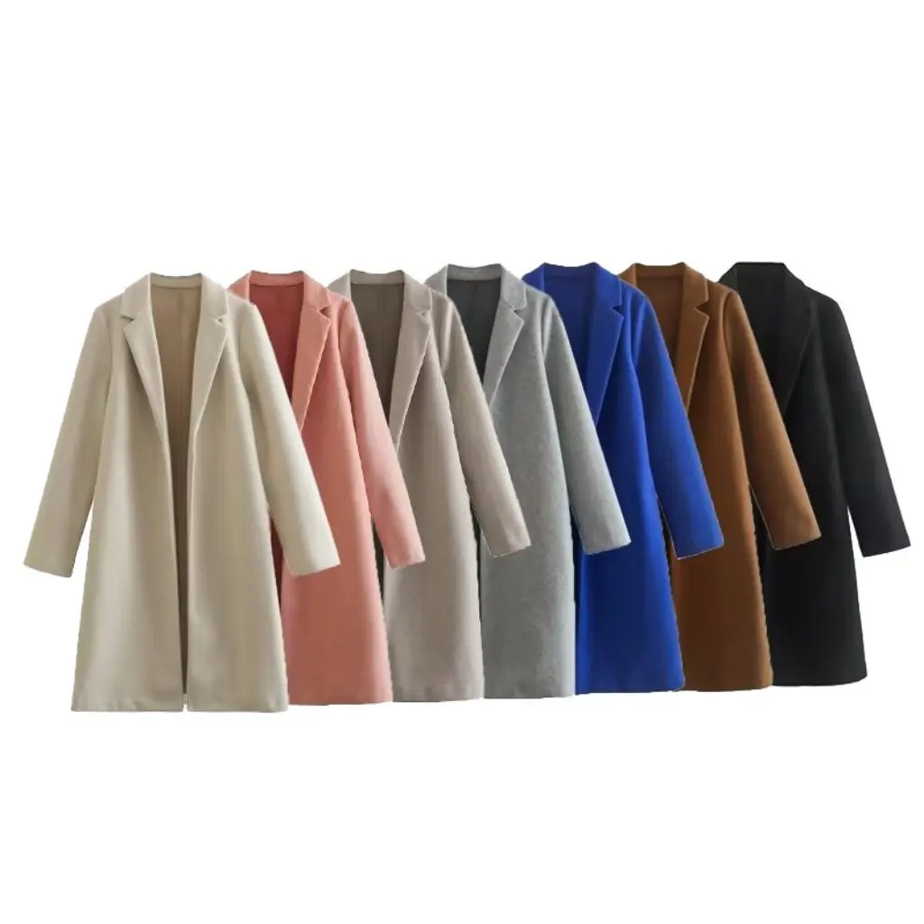 

Women's European And American Style Casual Lapel Long-Sleeved Cardigan Loose Slim Fit Mid-Length Outerwear