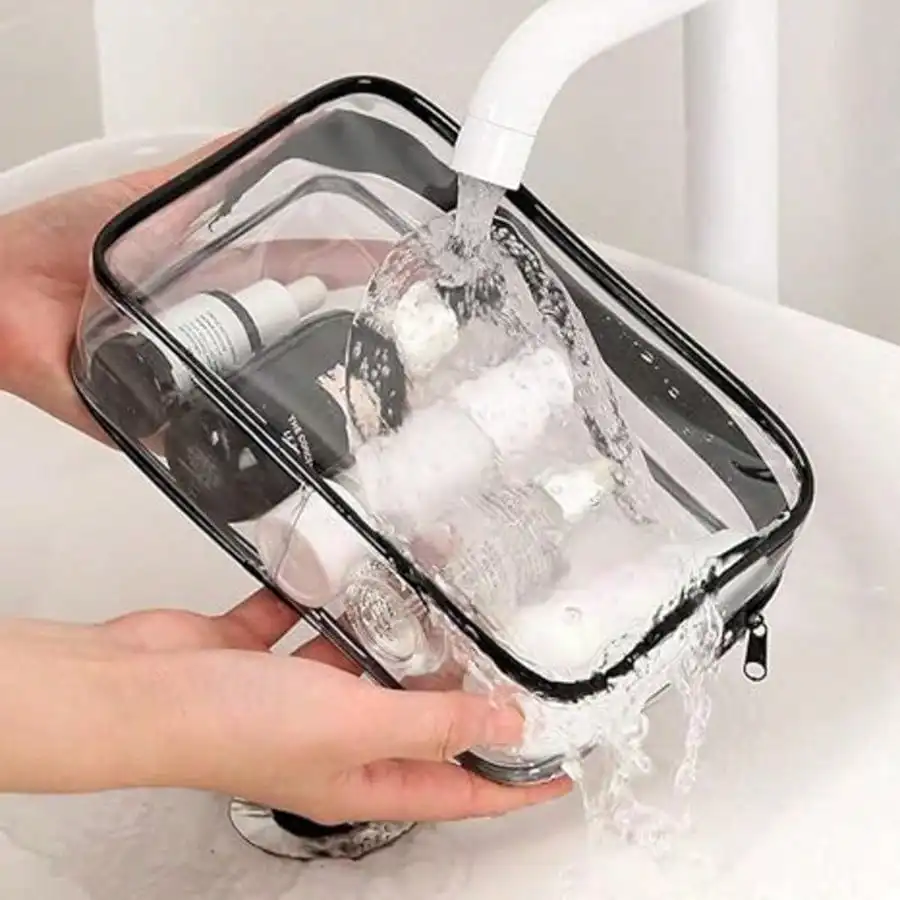 TSA Approved Clear Toiletries Bag Leakproof PVC Travel Makeup Organizer Cosmetic Case With Sturdy Zipper For Daily Use And Air Travel Outdoor Business Trip