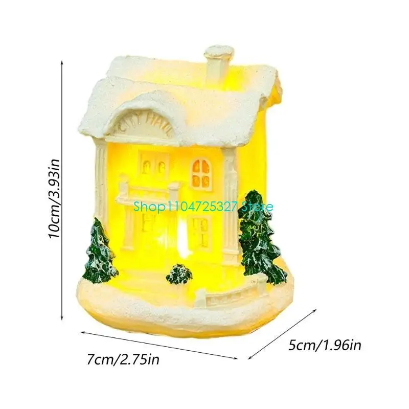 D8KF LED Lighted Christmas Gingerbreads House Resin Holiday Tealight Figurines