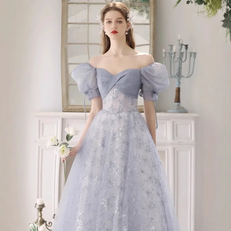 

Подружки невесты с объемными рукавами. Тонкое и элегантное, длинное платье для помолвки и гостей на ежегодной вечеринке, вечернее платье.